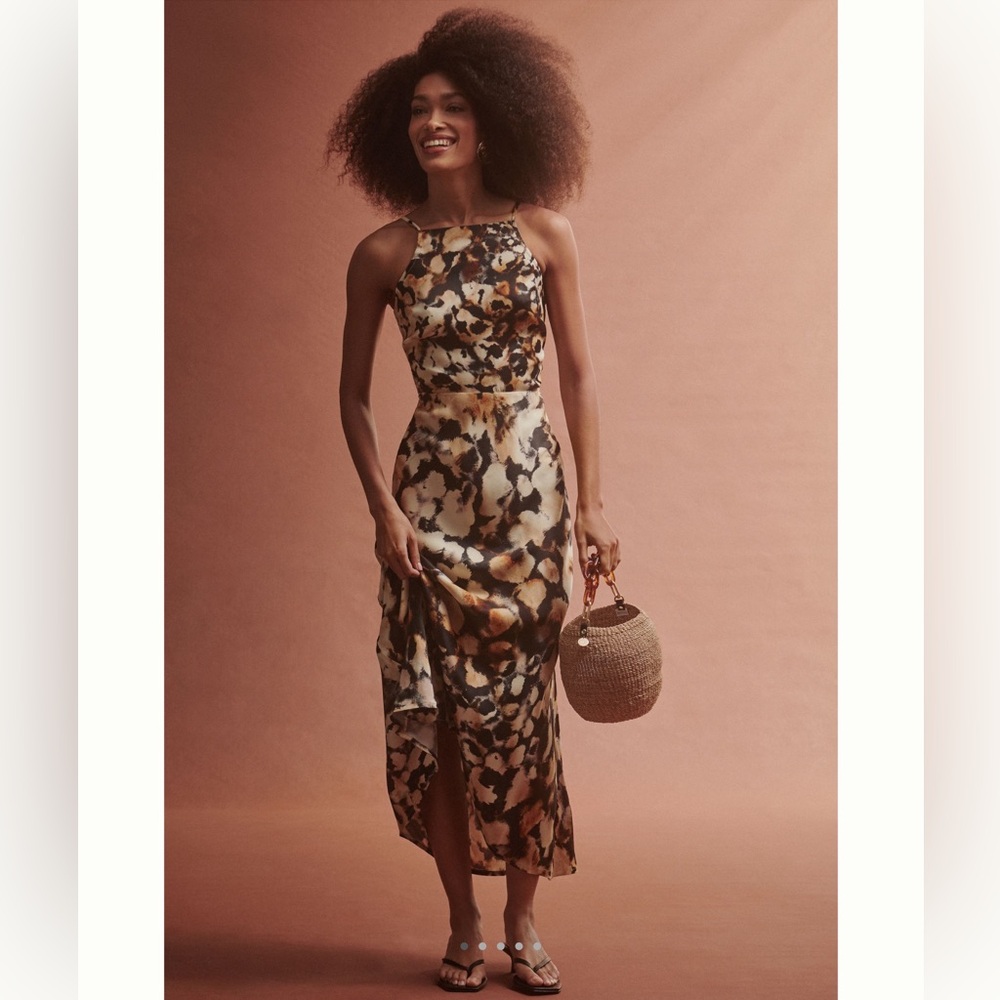 NWT Anthropologie Conditions Apply high neck midi slip dress, size XS.